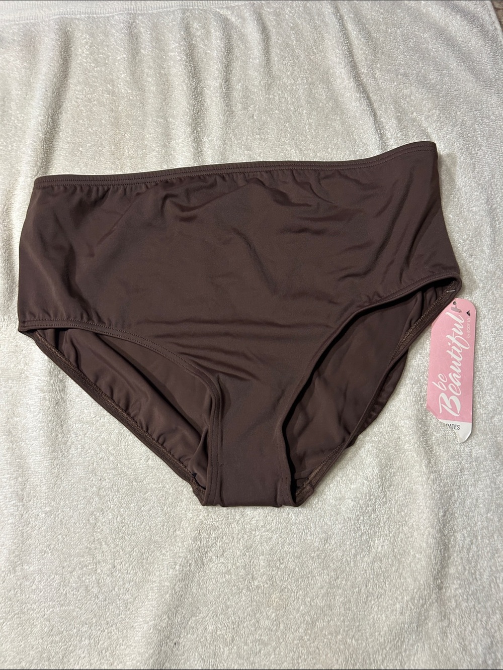 NWT High-Waist Bikini Bottoms in Chocolate Brown